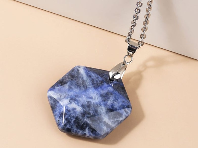 Necklace Natural Stone Sea-blue Navy Stone Pendant Necklace Carousel 1