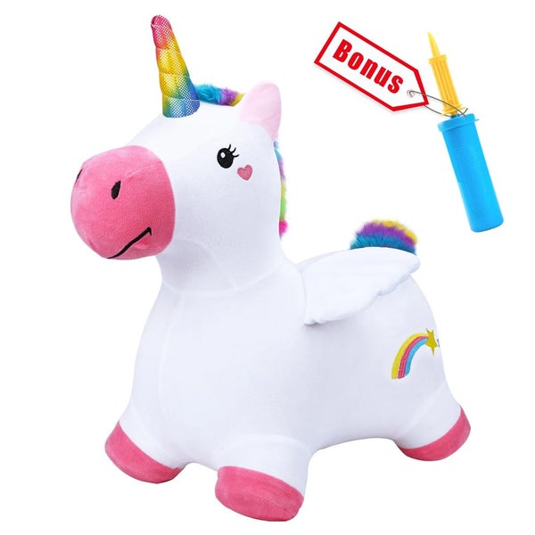 Bouncy Pals Inflatable Ride-On Plush Unicorn w Pump Toddler Riding Toy 18m+ Carousel 1