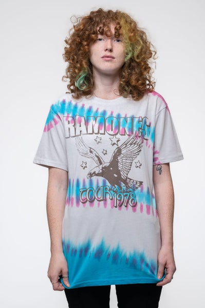 Ramones T Shirt Eagle Band Logo new Official Unisex Dip Dye Natural Carousel 5