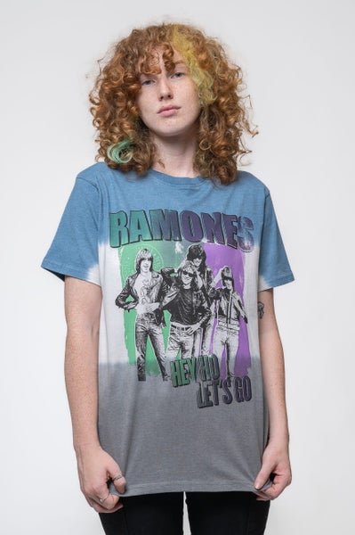 Ramones T Shirt Hey Ho Retro Band Logo new Official Unisex Dip Dye Blue Carousel 5