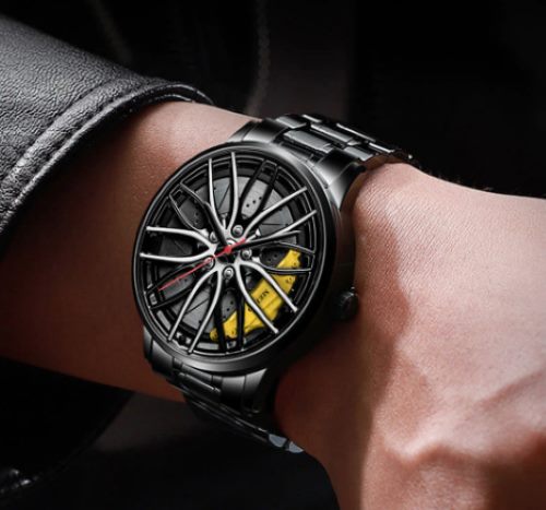 Mens "Mag Wheel" Sports Watch with Yellow Brake Pads Carousel 2
