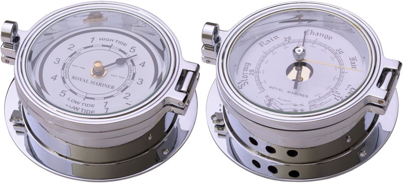 NZ RetailerTide clock Barometer Heavy chrome over SOLID brass C622DC C622RC Carousel 2