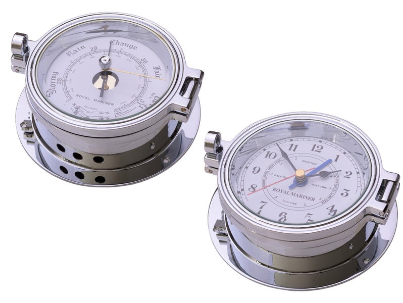 NZ retailer - Royal Mariner® Time and Tide Clock + Barometer 116mm Carousel 1