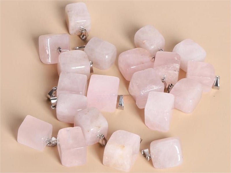 Natural Pink Crystal Gemstone Pendant Pink Quartz Carousel 1