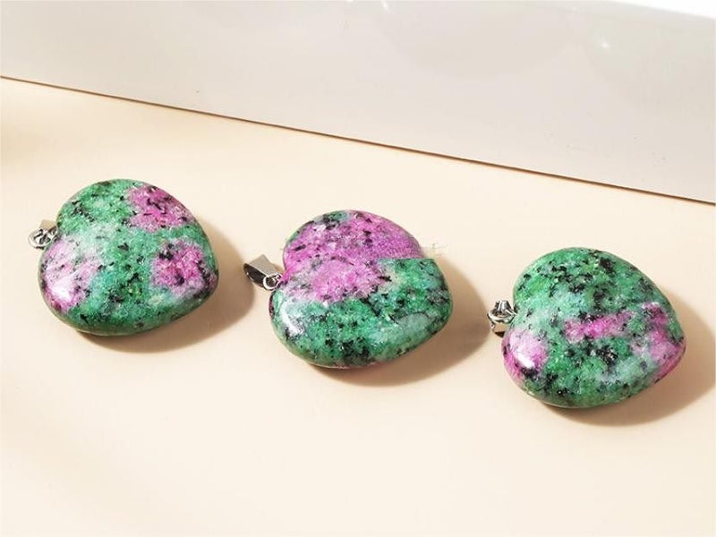 Natural Ruby Emerald Gemstone Pendant Heart Shaped Carousel 1