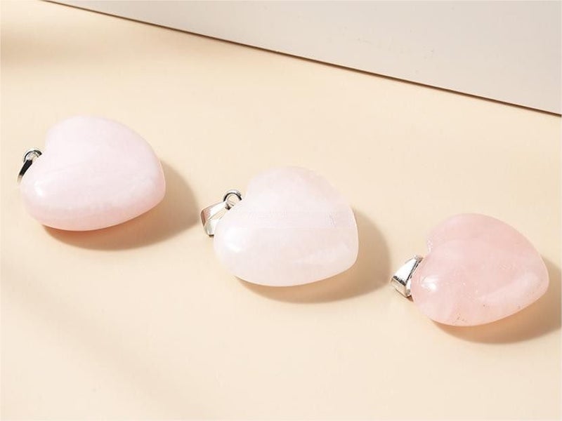 Natural Pink Crystal Gemstone Pendant Heart Shaped Carousel 1