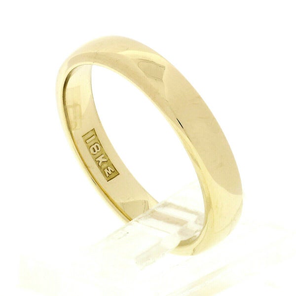 Vintage Classic Unisex 18K Yellow Gold Flat Domed Top Polished Wedding Band Ring Carousel 2