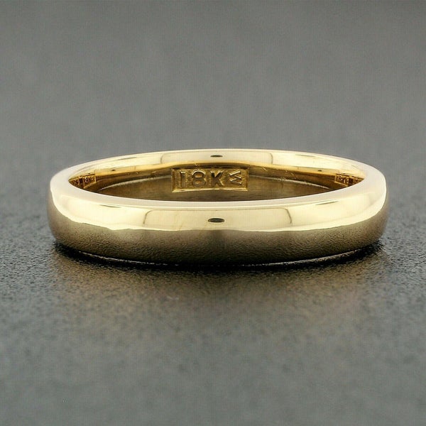 Vintage Classic Unisex 18K Yellow Gold Flat Domed Top Polished Wedding Band Ring Carousel 1