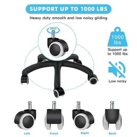 5pcs Replacement Office Chair Casters for Hardwood and Carpet Floors Carousel 1