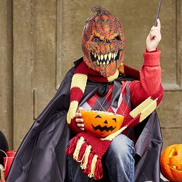 Halloween Pumpkin Mask Scary Latex Full Head Mask Fancy Dress Scarecrow Carousel 1