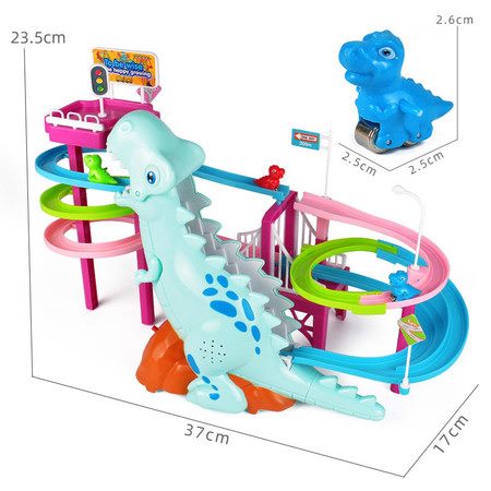 Cartoon Dinosaur Track Set Electric Slide Railcar Track Toy Dinosaur Climb Stair Carousel 2
