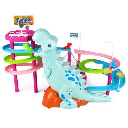 Cartoon Dinosaur Track Set Electric Slide Railcar Track Toy Dinosaur Climb Stair Carousel 8