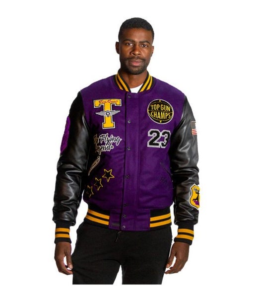 Top Gun Mens The Flying Legend Varsity Jacket Purple Carousel 1