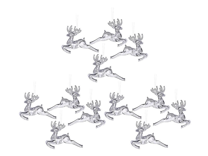 12Pcs Christmas Flying Deer Hanging Decor Xmas Ornaments Carousel 2