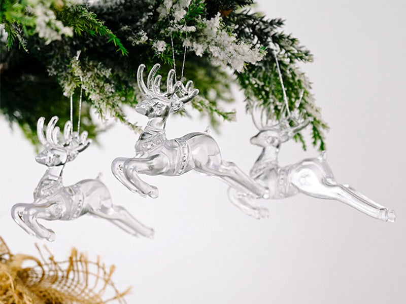 12Pcs Christmas Flying Deer Hanging Decor Xmas Ornaments Carousel 3