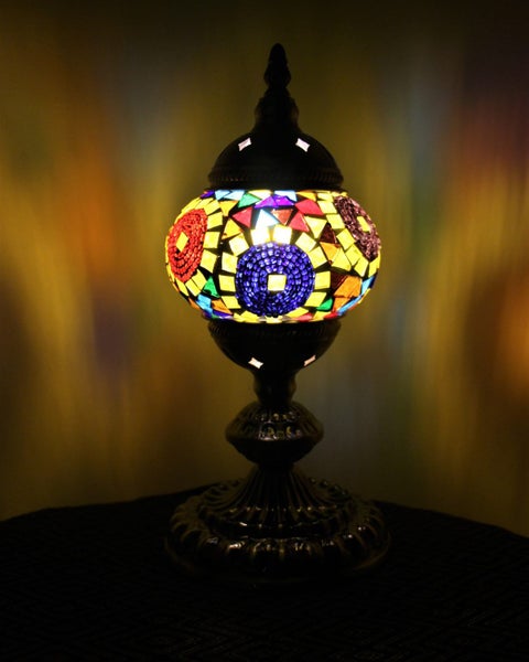 Turkish Mosaic Table Lamp Sun Beam With Large Elegant Base - 33cm Carousel 1
