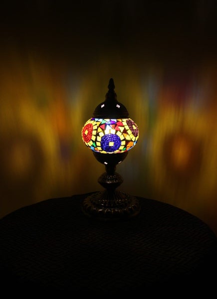 Turkish Mosaic Table Lamp Sun Beam With Large Elegant Base - 33cm Carousel 2