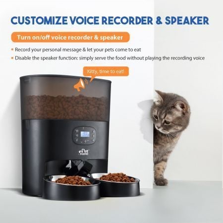Automatic Pet Cat Dog Feeder Auto Dual Bowls Timed Food Dispenser 6L Petscene Carousel 16