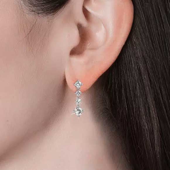 18K White Gold Premium Crystal Dangle Earrings "Melonie" Carousel 2