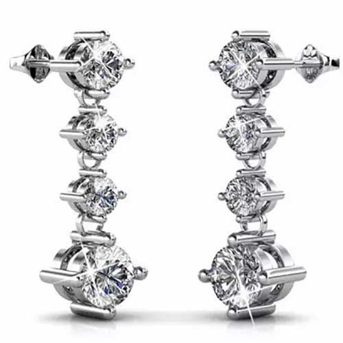18K White Gold Premium Crystal Dangle Earrings "Melonie" Carousel 1