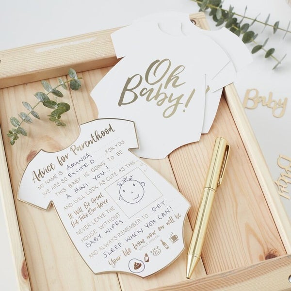 Baby Shower Advice cards – gold Carousel 1