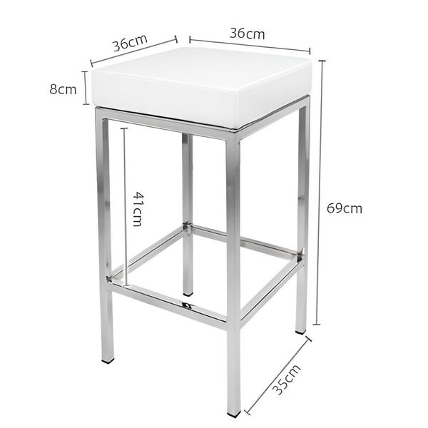 New PU Leather Bar Stool Kitchen Chair - White Free Postage NZ Wide Carousel 2