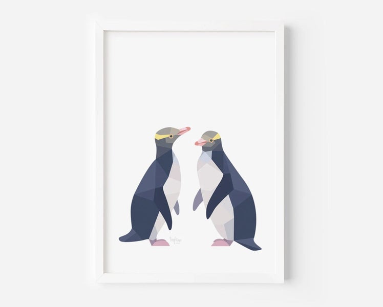 Yellow-eyed Penguin Print | Minimal Art | New Zealand Birds | Original NZ art Carousel 1