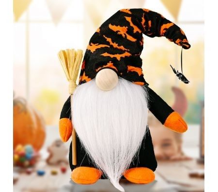 Witch Gnomes Plush Halloween Decorations with Spider Bat Ornaments Scan Set of 2 Carousel 18
