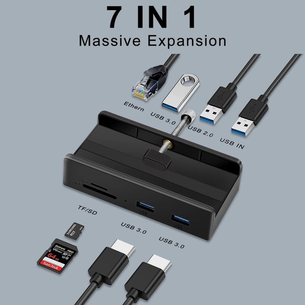 USB 3.0 Hub Ethernet Card Reader Monitor Table Clip Type For iMac PC Laptop Desk Carousel 1