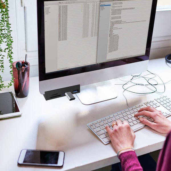 USB 3.0 Hub Ethernet Card Reader Monitor Table Clip Type For iMac PC Laptop Desk Carousel 2