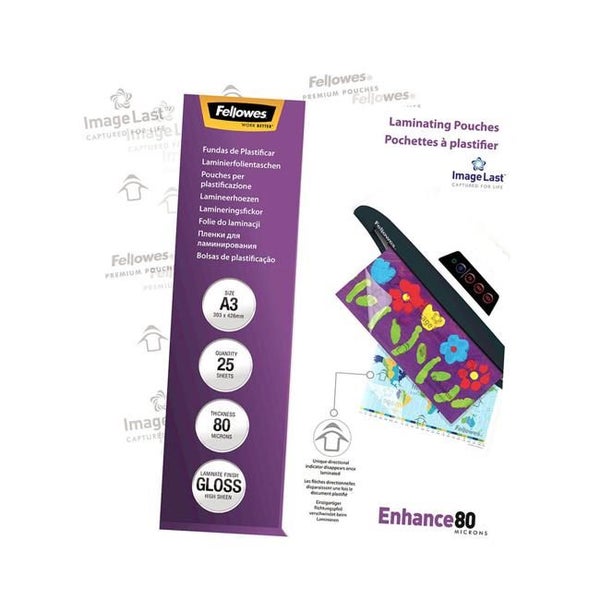 Fellowes Laminating Pouches A3 Gloss 80 Micron Pack of 25 Carousel 1