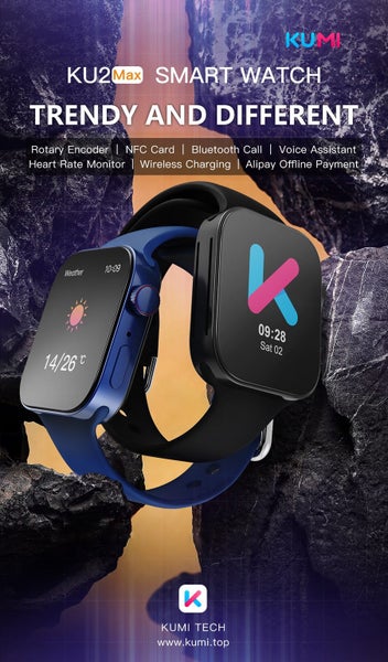 Smart Watch, KUMI KU2 MAX, Black, 1 Year Warranty Carousel 1