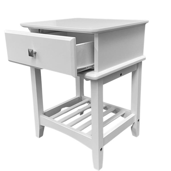 Nova Bedside Table 1 Drawer White Malaysian Made SEMI ASSEMBLED Carousel 2