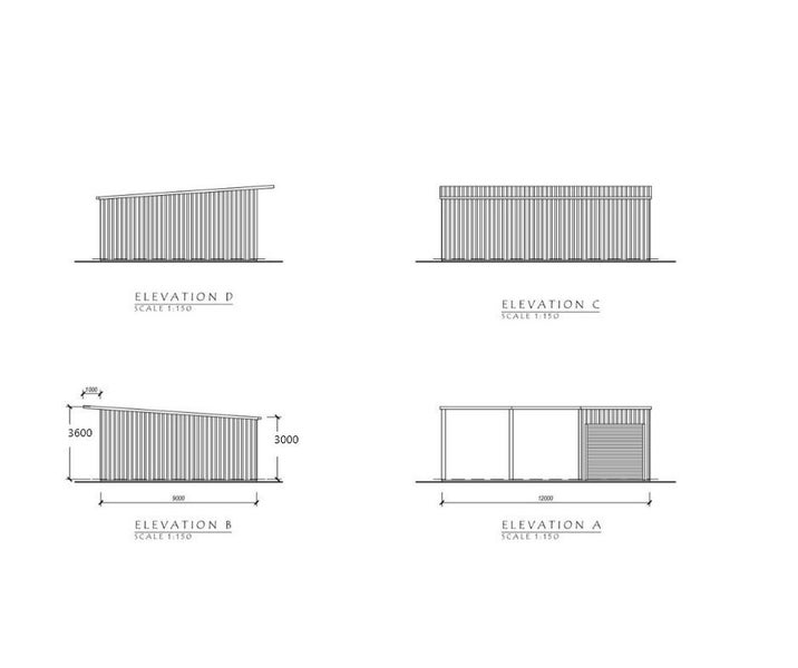 Farm Shed Kitset Lean-to 3 Bay 1 Enclosed with Roof Extension 108sqm Carousel 2