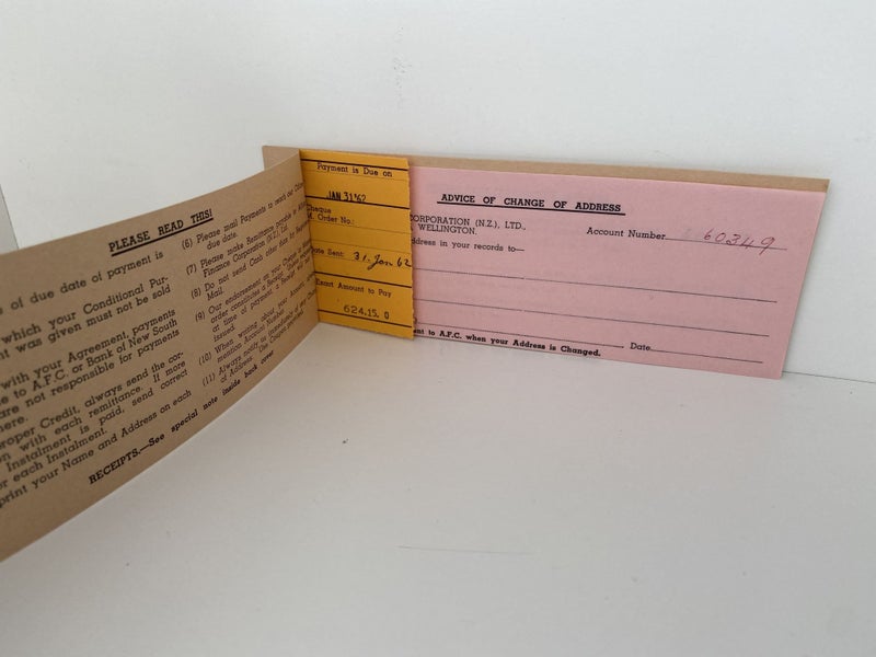 OLD LETTERHEAD + RECEIPT BOOK: Alliance Finance Corporation NZ Ltd Carousel 4