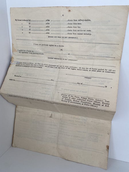 OLD DOCUMENT: New Zealand Government application + Oil Fuel License 1948 Carousel 2