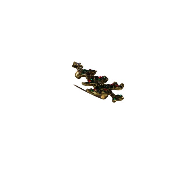 Gold Green Christmas Tree Brooch Blazer Shirt Pin Carousel 2