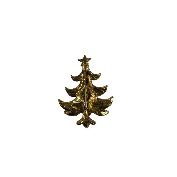 Gold Green Christmas Tree Brooch Blazer Shirt Pin Carousel 3
