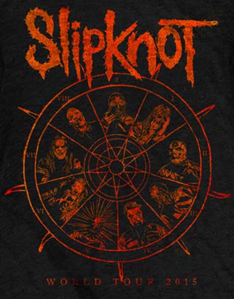 Slipknot T Shirt Womens The Wheel tour 2015 new Official roll sleeve skinny fit Carousel 2