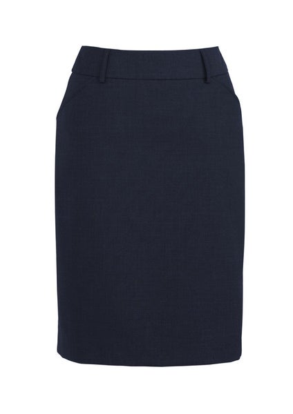 Comfort Wool Stretch Womens Multi-Pleat Skirt - Navy - Size 4 - Biz Collection Carousel 1
