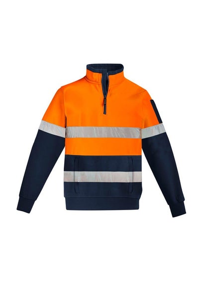 Mens Hi Vis 1/4 Zip Pullover - Hoop Taped - Orange/Navy - Size 2XL Carousel 1