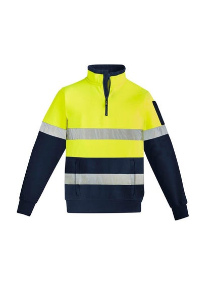Mens Hi Vis 1/4 Zip Pullover - Hoop Taped - Yellow/Navy - Size L Carousel 1