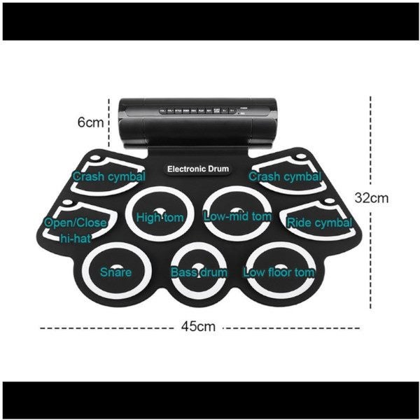 Foldable Percussion Instrument Thick Silicone Hand Rolled Drum Set Jazz Usb Ele Carousel 2