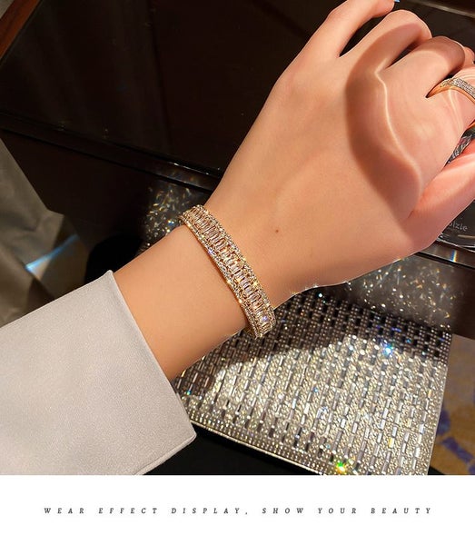 Bracelet Crystal CZ Diamonds Bangle Open Size Carousel 2