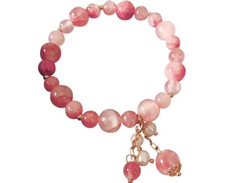 Bracelet Pink Crystal Platinum Yellow Gold Plated Carousel 1