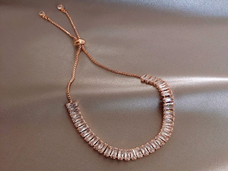 Bracelet Cubic Zirconia Geometric Design Platinum Rose Gold Plated Adjustment Carousel 1