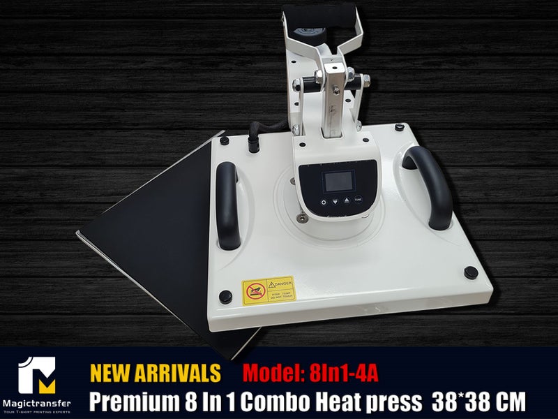 Latest model - 8 IN 1 Combo heat press with Larger T-shirt press. only 4 units Carousel 3