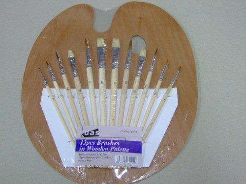 Artist Brush Set - Das 12pc Brush Set On Wooden Palette 24x Carousel 1