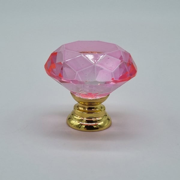 30mm Pink Glass Crystal w Gold Base Drawer Cabinet Knobs 30x30mm Carousel 1