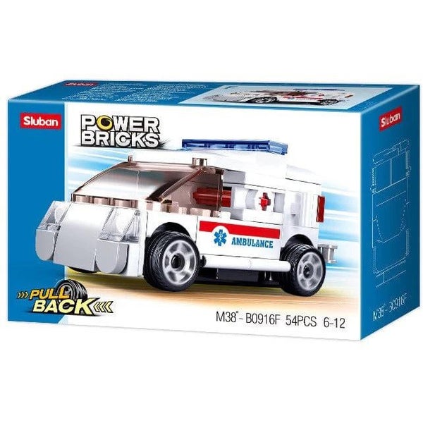 Sluban Power Bricks Pulls Back Cars Ambulance 54pcs M38-B0916F Carousel 1